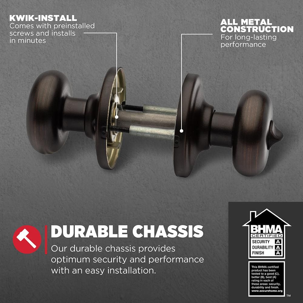 Kwikset Juno Venetian Bronze Privacy Bed/Bath Door Knob