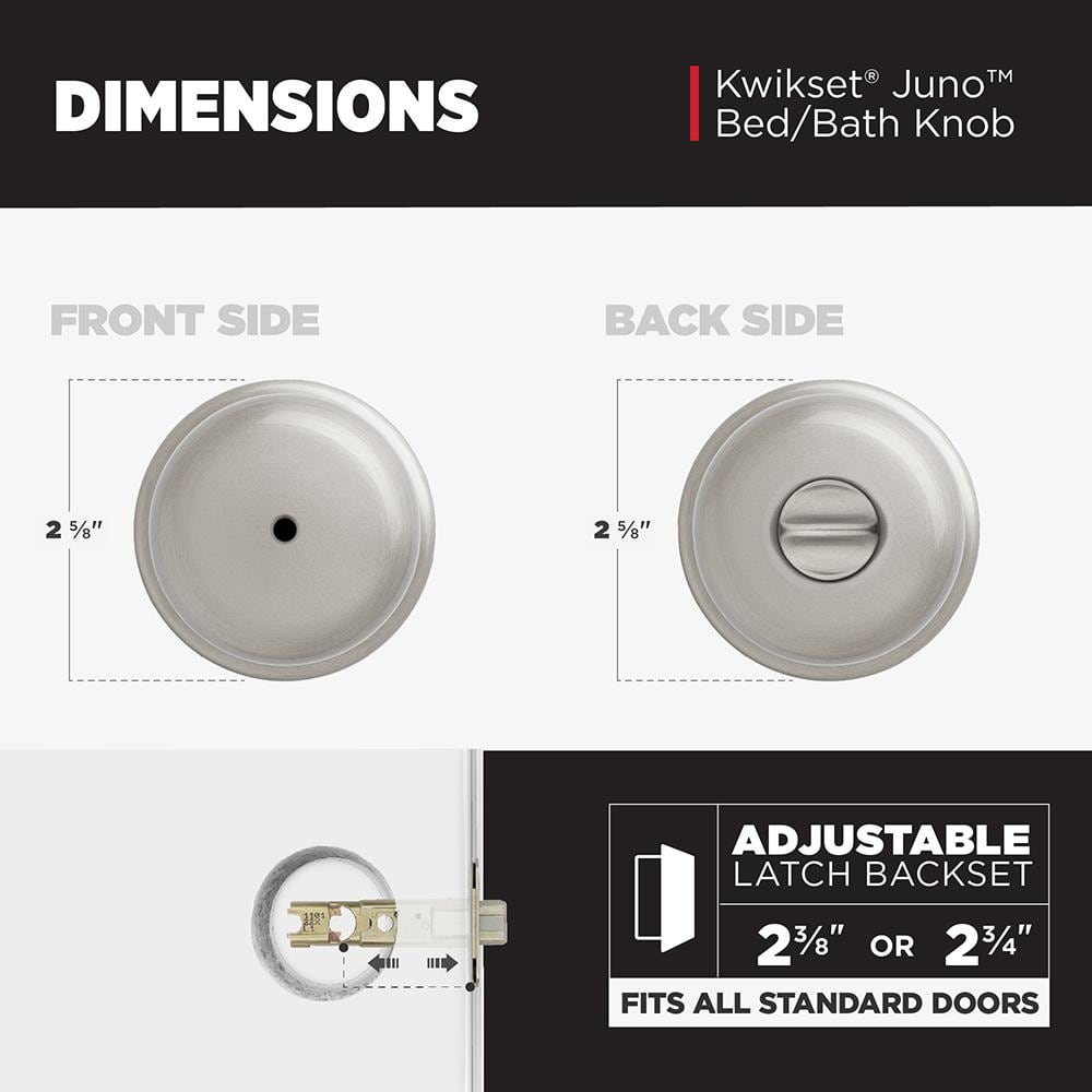 Kwikset Juno Satin Nickel Privacy Bed/Bath Door Knob