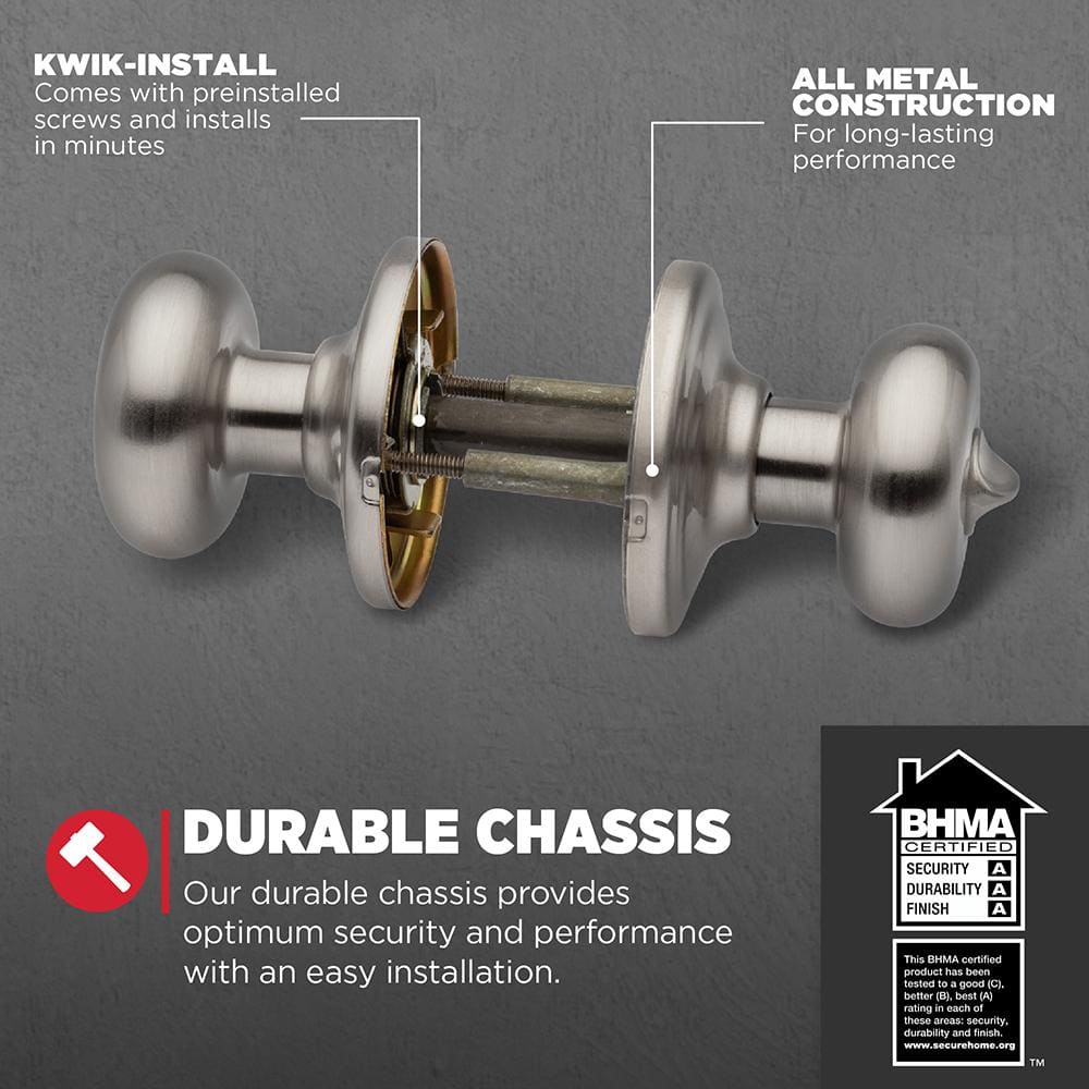 Kwikset Juno Satin Nickel Privacy Bed/Bath Door Knob