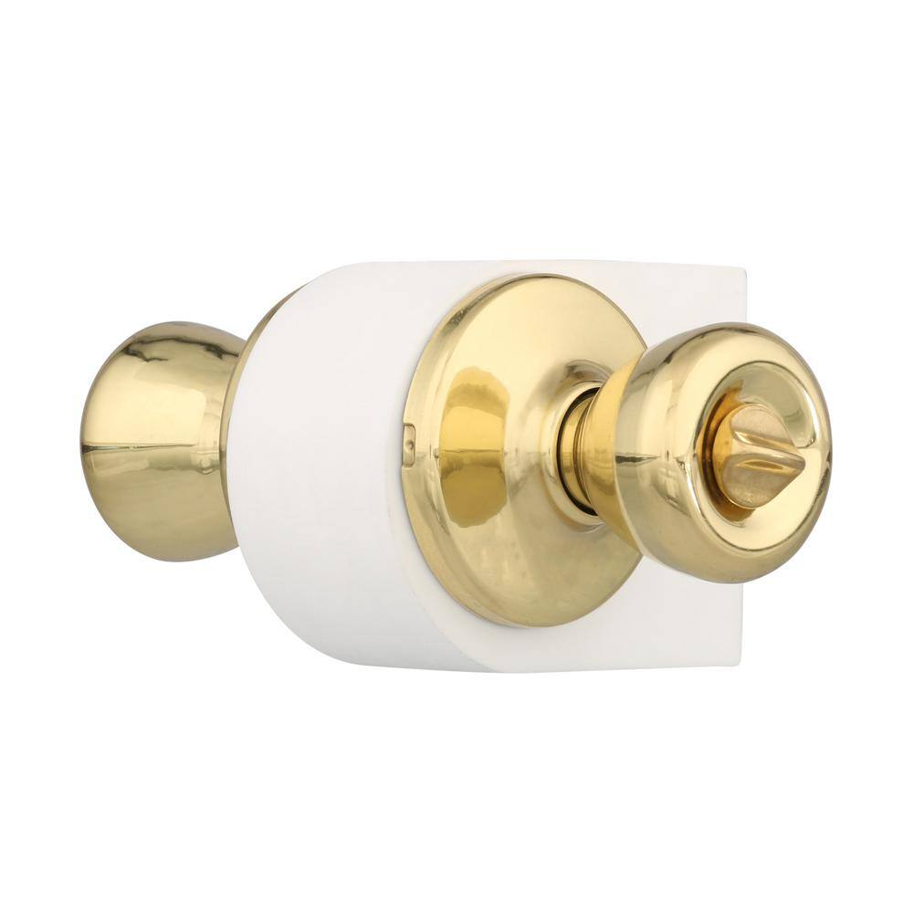 Kwikset Tylo Polished Brass Bed/Bath Privacy Door Knob with Lock