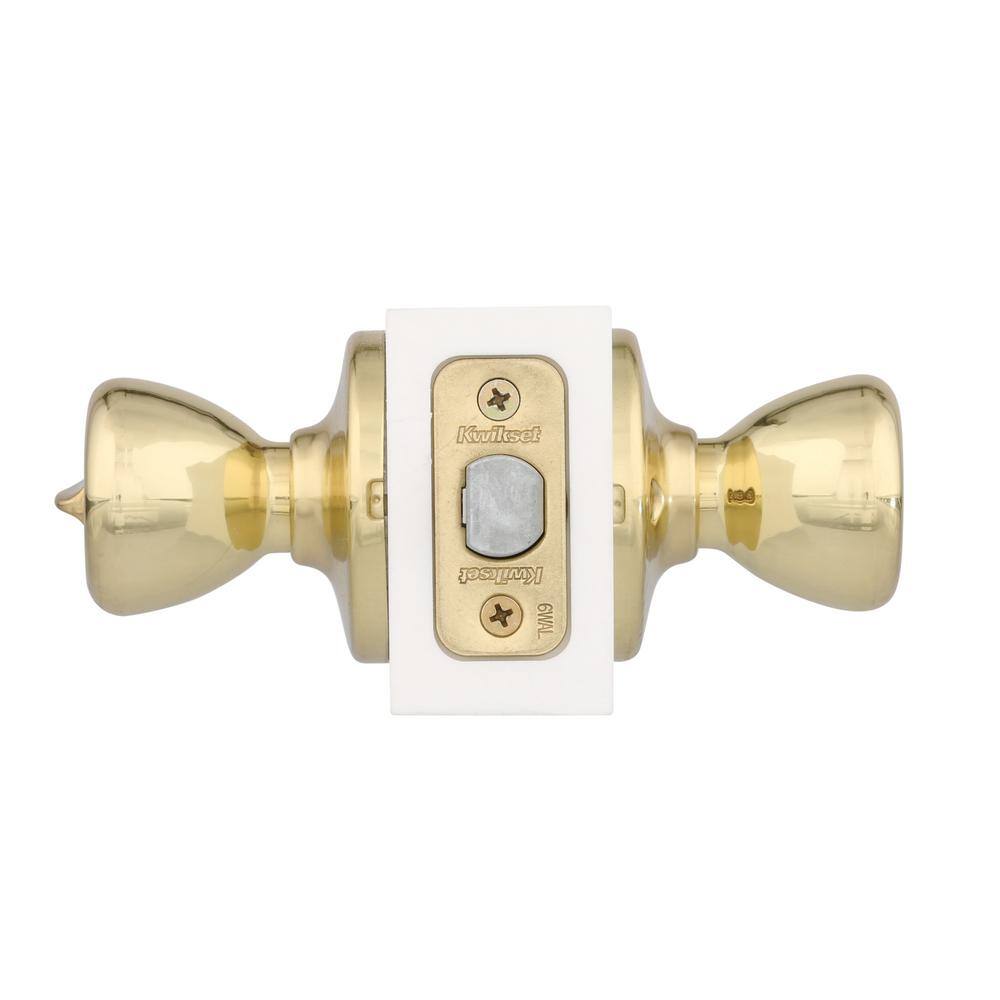 Kwikset Tylo Polished Brass Bed/Bath Privacy Door Knob with Lock