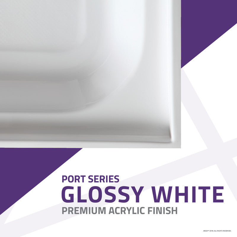ANZZI Port 36 in. x 48 in. Double Threshold Shower Base in Glossy White