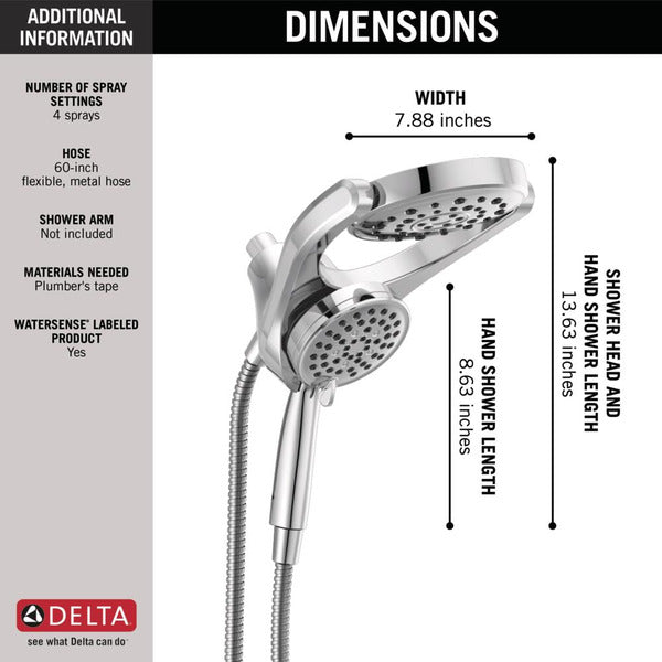 Delta Universal Showering Components Chrome 4-Spray Dual Shower Head, 2.5 GPM (9.5 LPM)