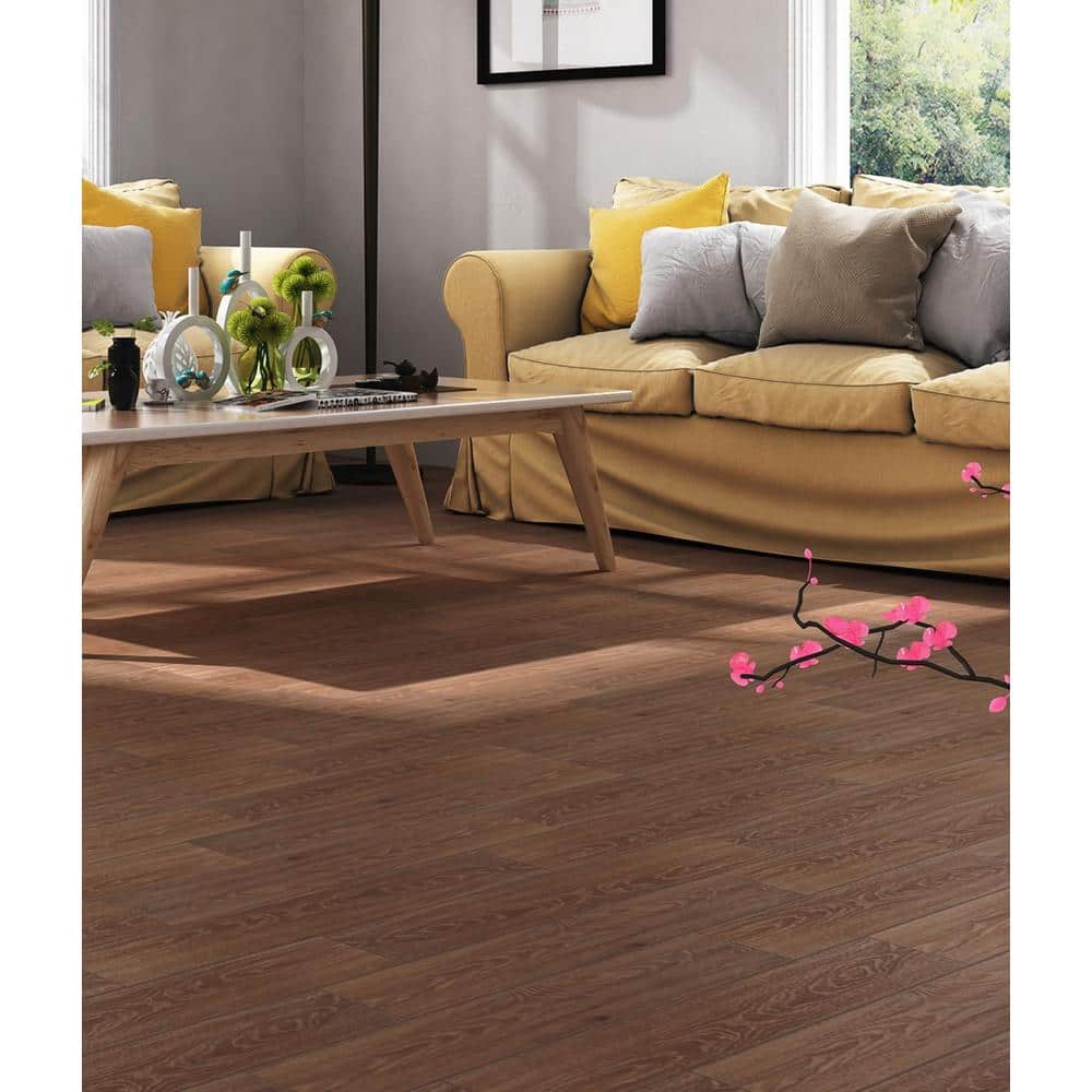 NATU Latte Brushed French Oak 3/8 in. T x 7.5 in. W Click Lock Wire Brushed Engineered Hardwood Flooring (19.4 sq.ft./case)