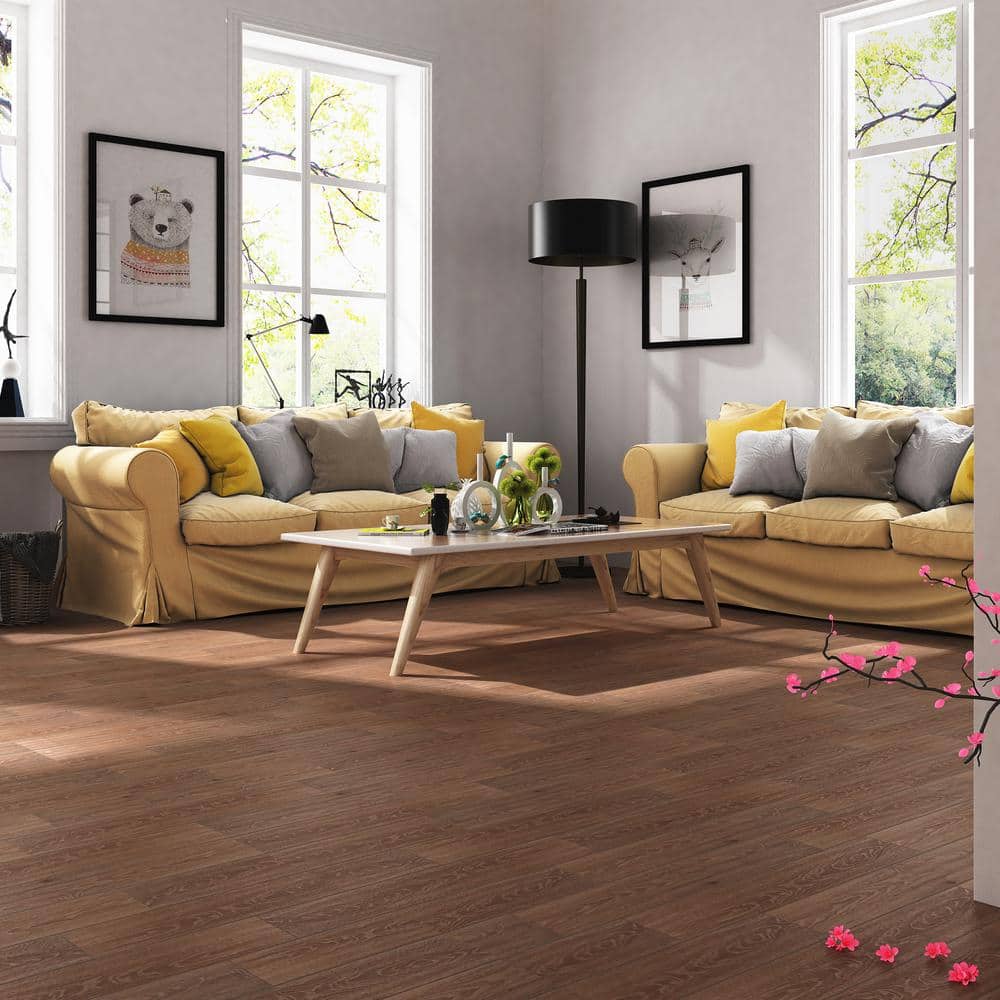 NATU Latte Brushed French Oak 3/8 in. T x 7.5 in. W Click Lock Wire Brushed Engineered Hardwood Flooring (19.4 sq.ft./case)