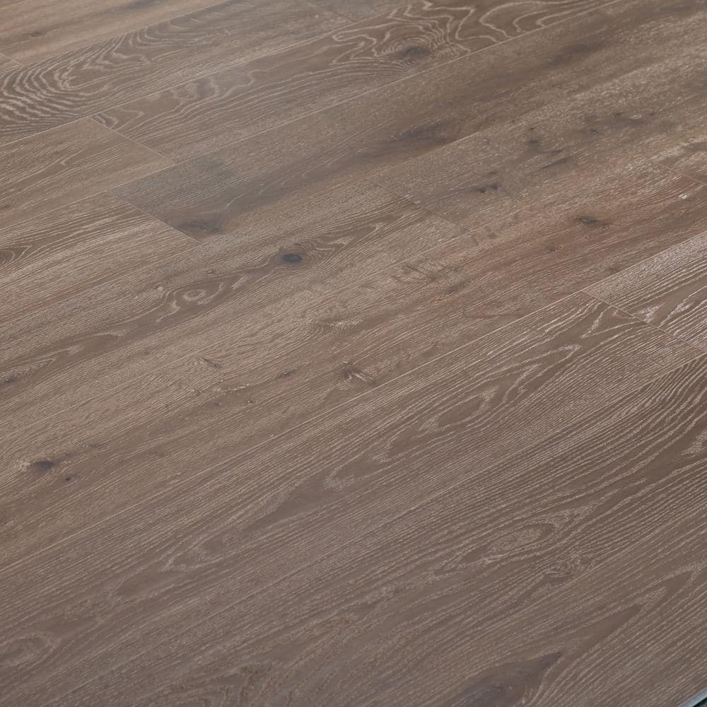NATU Latte Brushed French Oak 3/8 in. T x 7.5 in. W Click Lock Wire Brushed Engineered Hardwood Flooring (19.4 sq.ft./case)
