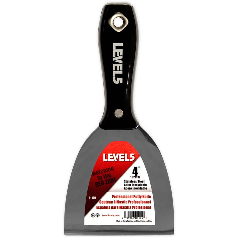 Level 5 4 in. Black Stainless Steel Joint Knife Plastic Handle Hammer end