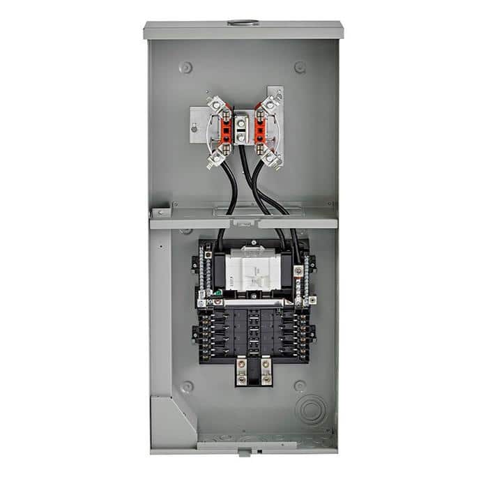 Leviton 200 Amp Outdoor Meter Main Combo, 8-Spaces, Ringless with Horn Bypass