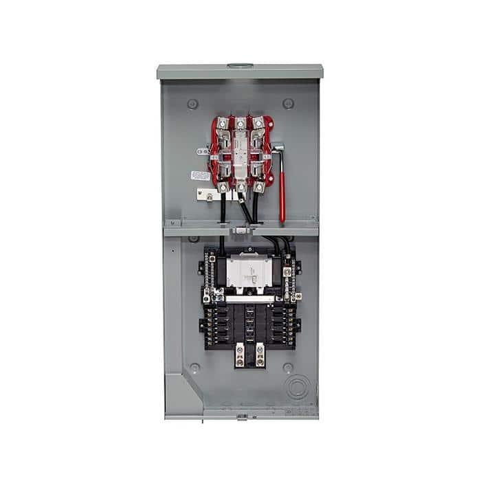 Leviton 200 Amp Outdoor Meter Main Combo, 8-Spaces, Ringless with Lever Bypass