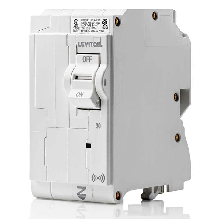 Leviton Smart Branch Circuit Breaker, Standard 2-Pole 30 Amp 120-Volt/240-Volt 10kA Interrupt Rating