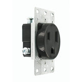 Leviton 50 Amp 2-Pole Flush Mount Shallow Single Outlet, Black (NEMA 6-50R)
