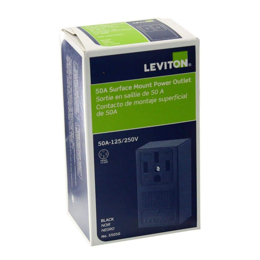 Leviton 50 Amp Surface-Mount Single Outlet, NEMA 14-50R, Black