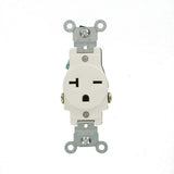 Leviton 20 Amp Commercial Grade Double-Pole Single Outlet, White (NEMA 6-20R, 250V)