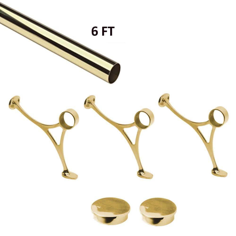 Lido Designs 6 ft. Solid Brass Bar Foot Rail Kit