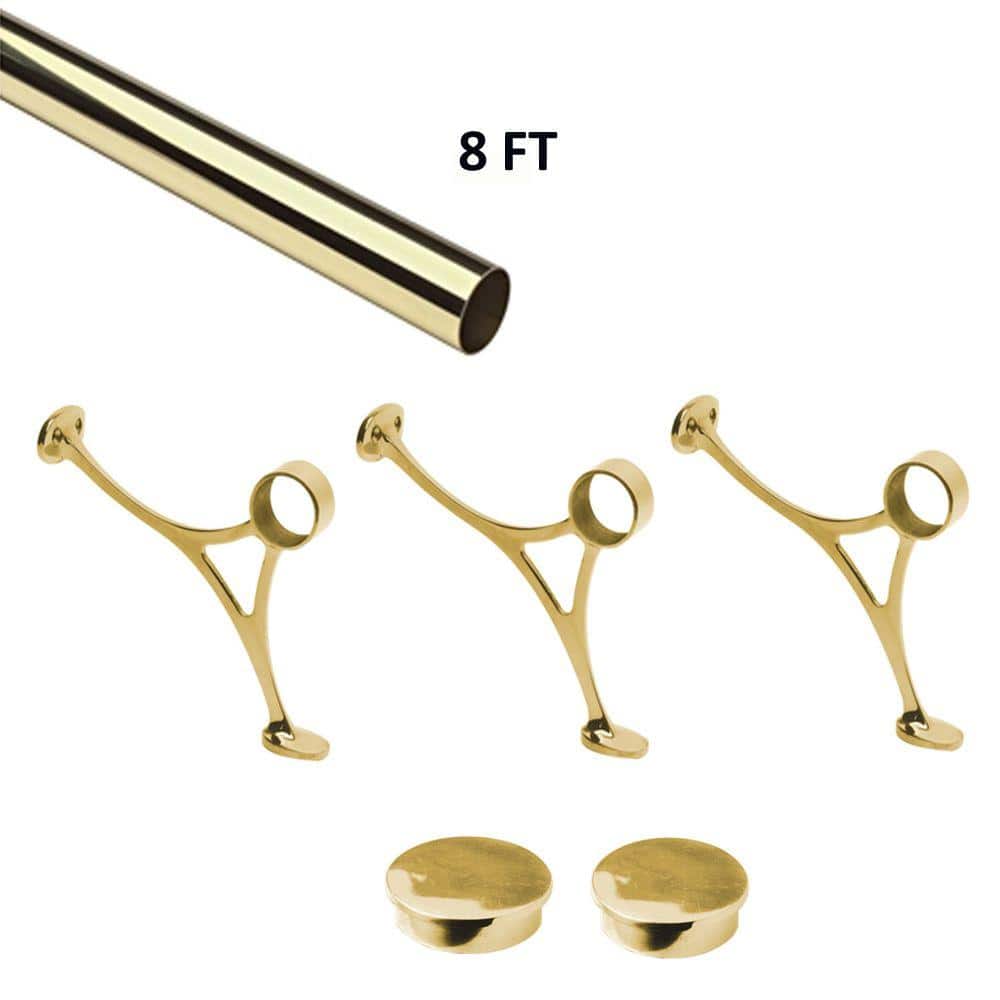 Lido Designs 8 ft. Solid Brass Bar Foot Rail Kit