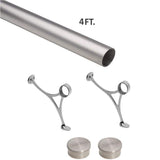 Lido Designs 4 ft. Satin Brushed Solid Stainless Steel Bar Foot Rail Kit