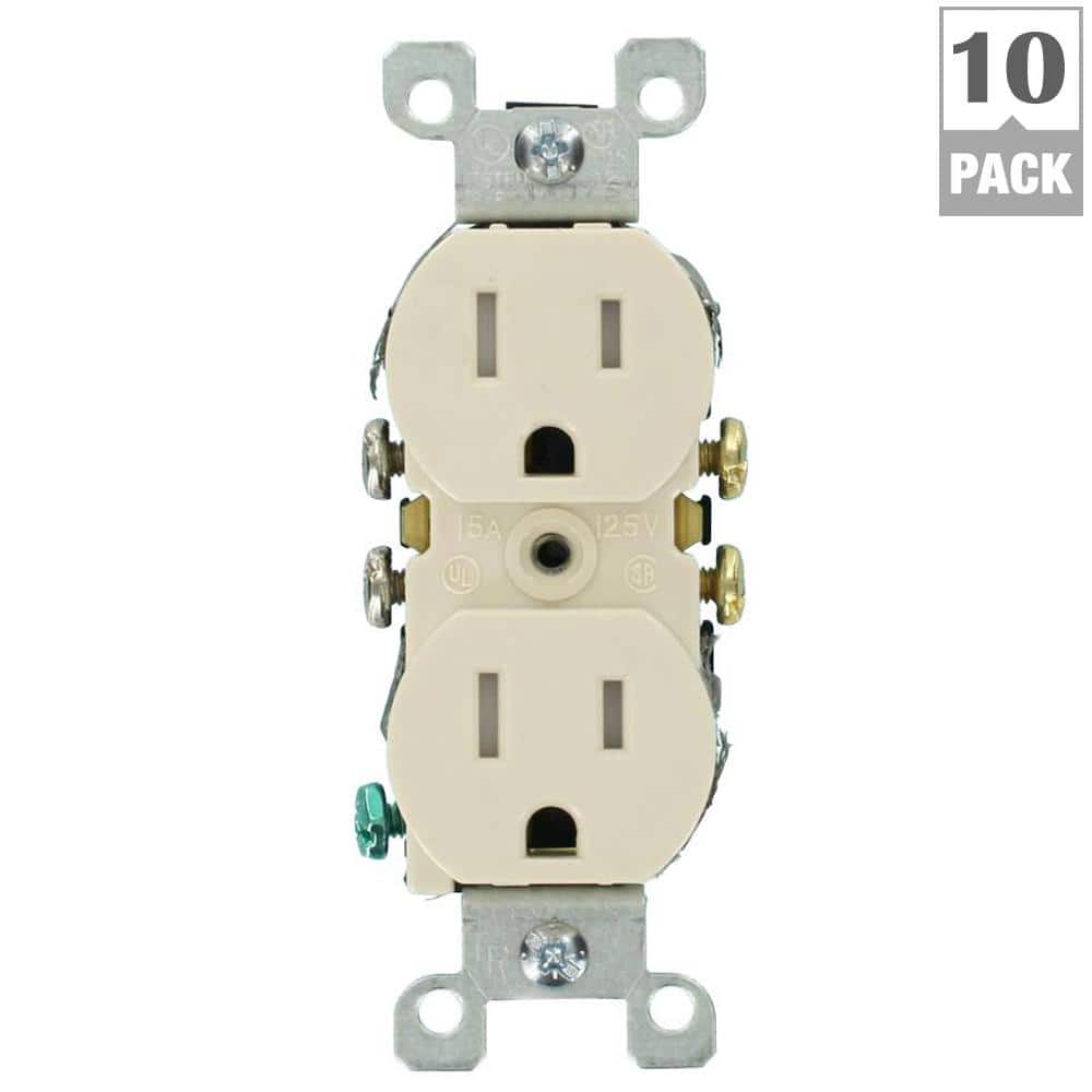 Leviton 15 Amp Tamper-Resistant Duplex Outlet, Light Almond (10-Pack)