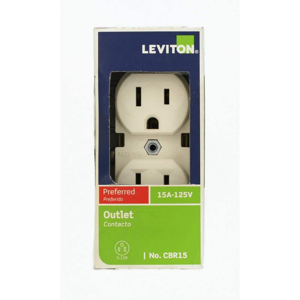 Leviton 15 Amp Commercial Grade Duplex Outlet, Light Almond