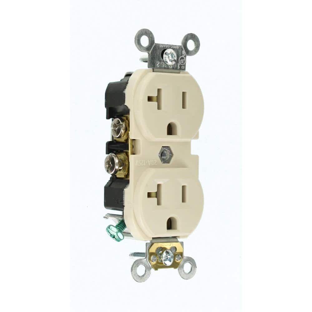 Leviton 20 Amp Commercial Grade Duplex Outlet, Light Almond, NEMA 5-20R