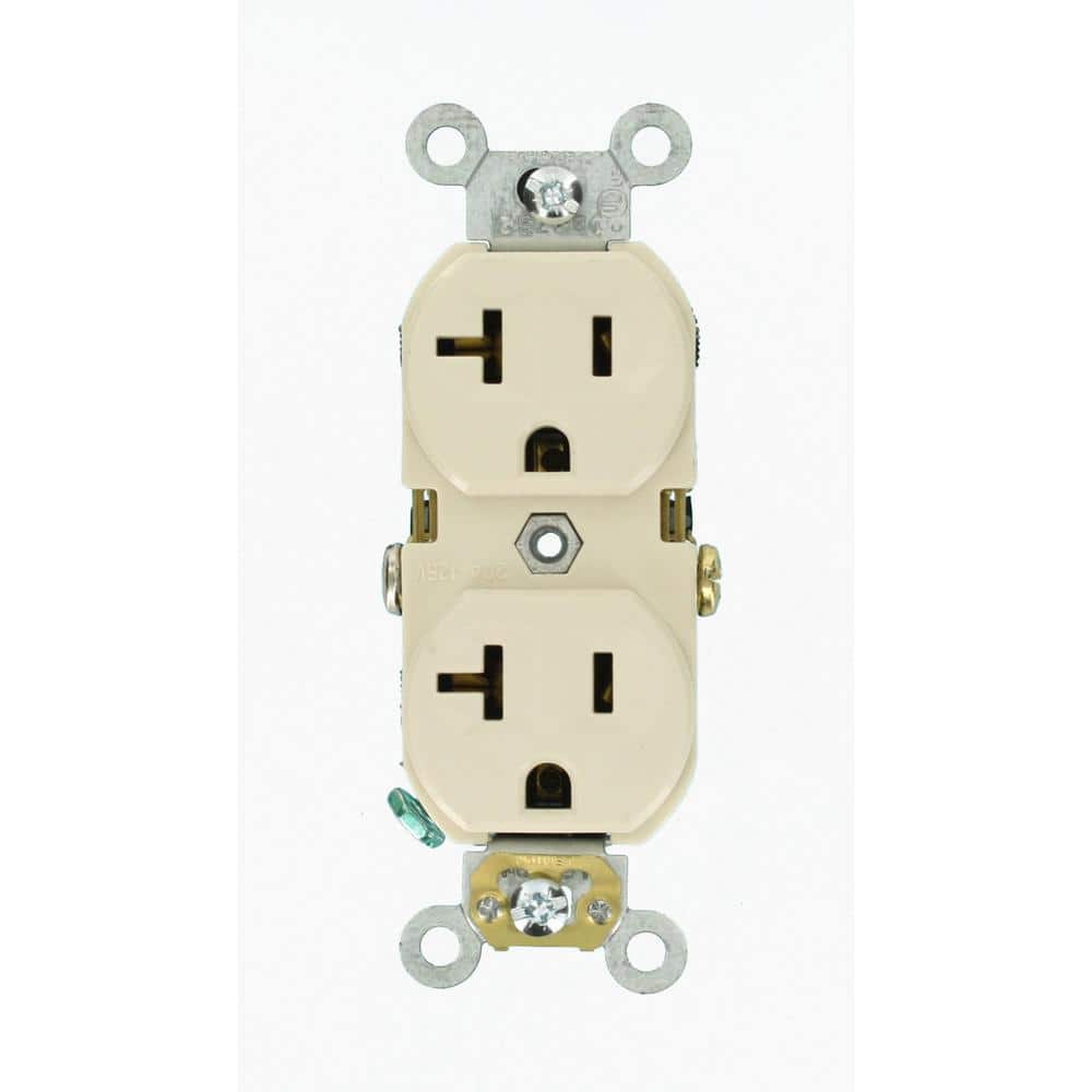 Leviton 20 Amp Commercial Grade Duplex Outlet, Light Almond, NEMA 5-20R