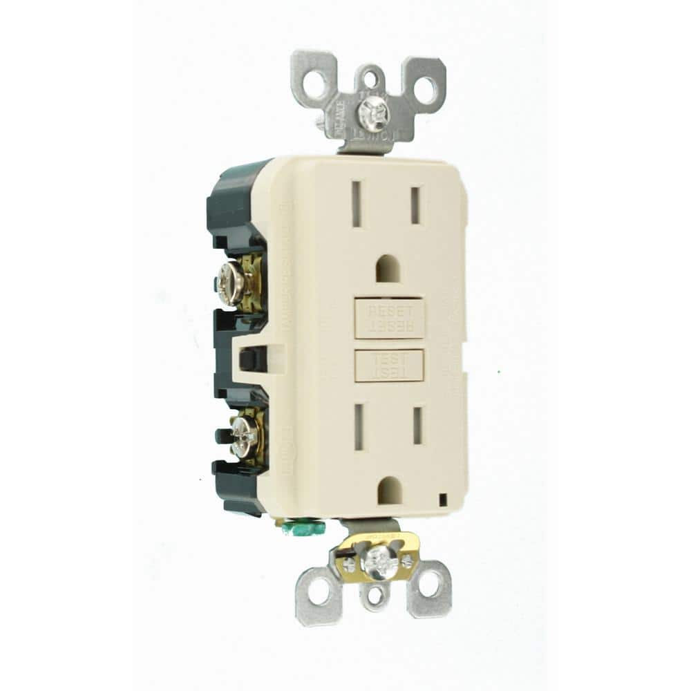 Leviton 15 Amp 125-Volt Duplex SmarTest Self-Test SmartlockPro Tamper Resistant GFCI Outlet, Light Almond (3-Pack)
