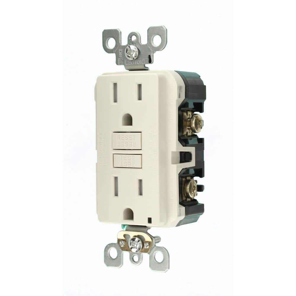 Leviton 15 Amp 125-Volt SmartlockPro SmarTest Tamper-Resistant GFCI Duplex Outlet, Light Almond (GFTR1-KT)