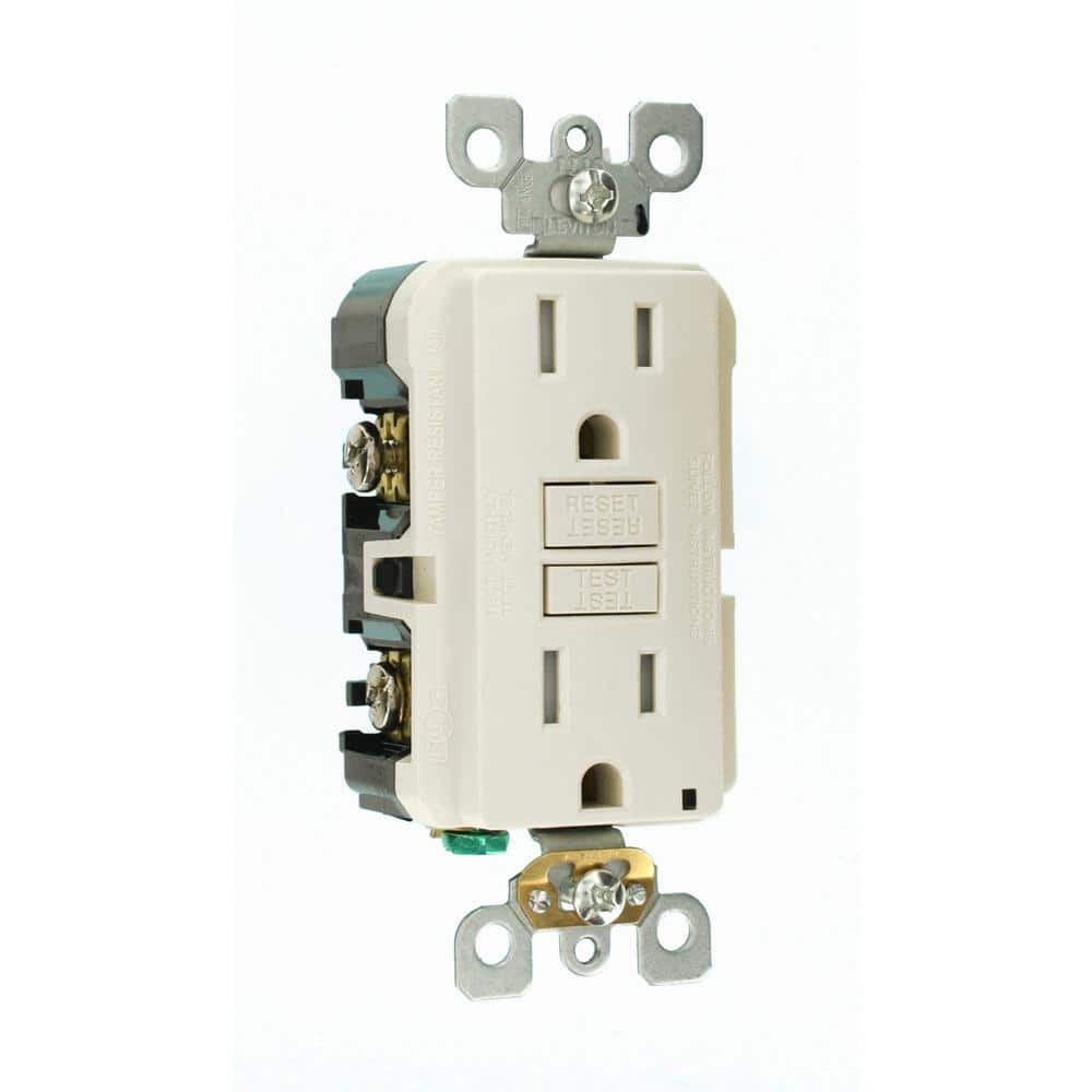 Leviton 15 Amp 125-Volt SmartlockPro SmarTest Tamper-Resistant GFCI Duplex Outlet, Light Almond (GFTR1-KT)