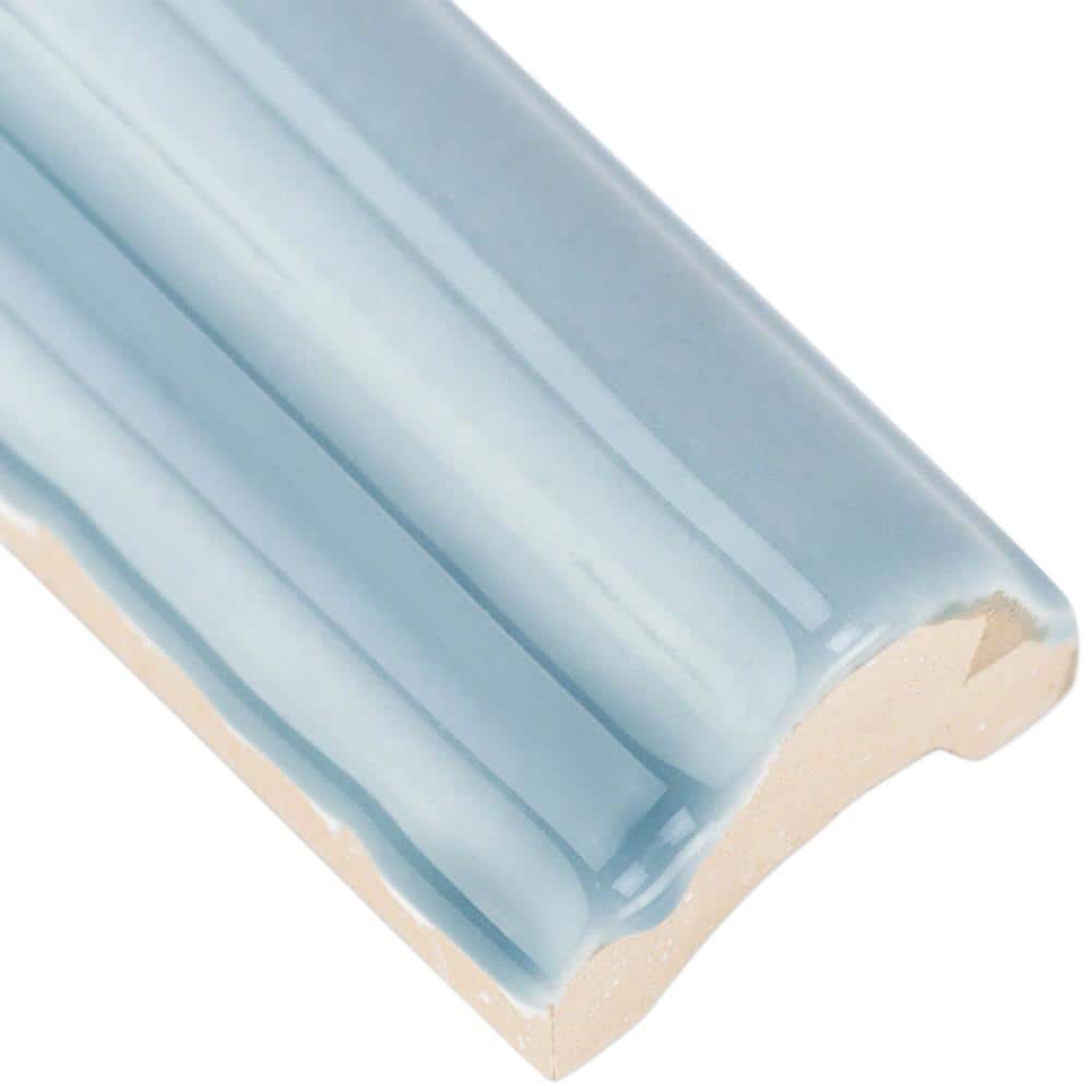 Newport Light Blue 1 in. x 10 in. Polished Ceramic Wall Pencil Liner Tile by Ivy Hill Tile
