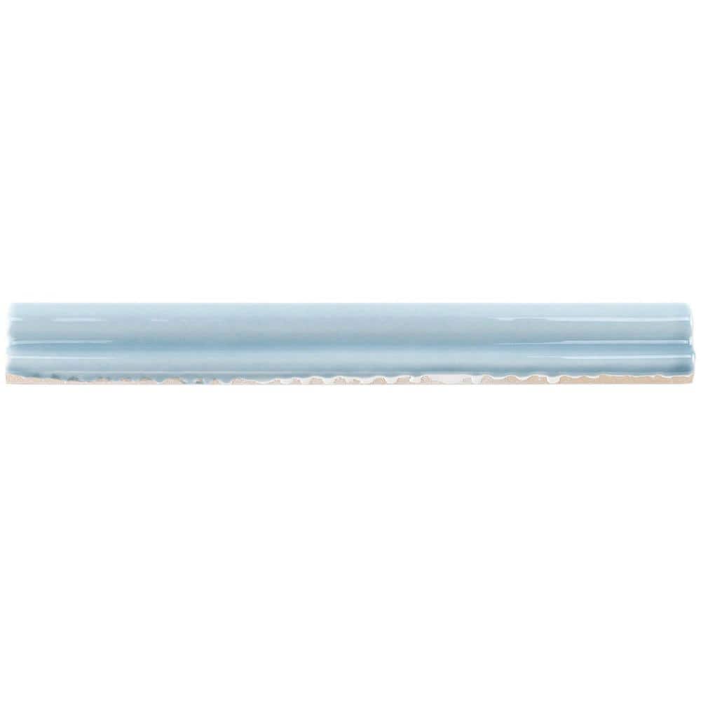 Newport Light Blue 1 in. x 10 in. Polished Ceramic Wall Pencil Liner Tile by Ivy Hill Tile