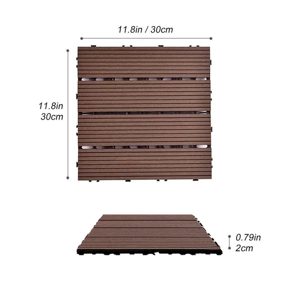 Tidoin Outdoor 1 ft. x 1 ft. Composite Deck Tile in Light Brown(20 Per Box)