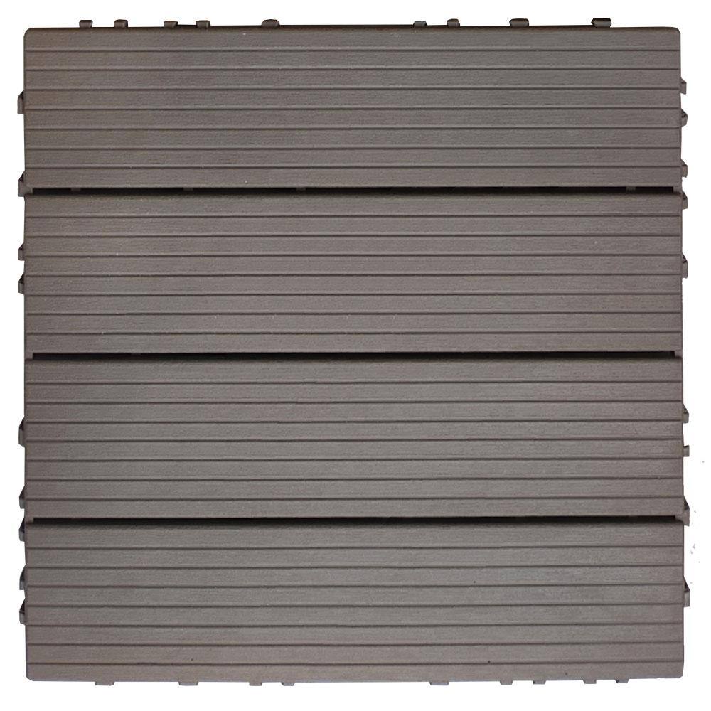 Afoxsos 1 ft. x 1 ft. Plastic Composite Deck Tile Set, All-Weather Easy to DIY and Maintain, Light Coffee (35-Pack)