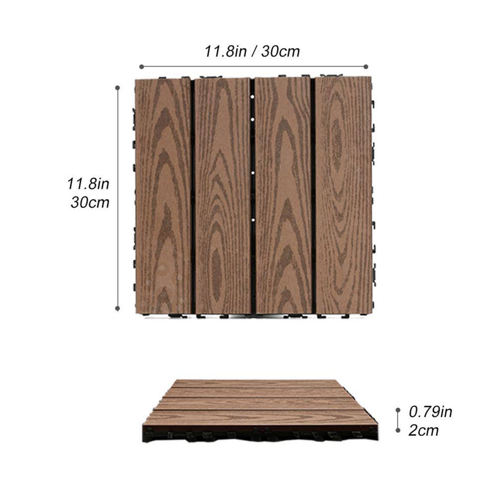 Tidoin Outdoor 1 ft. x 1 ft. Composite Deck Tile in Light Coffee(20 Per Box)