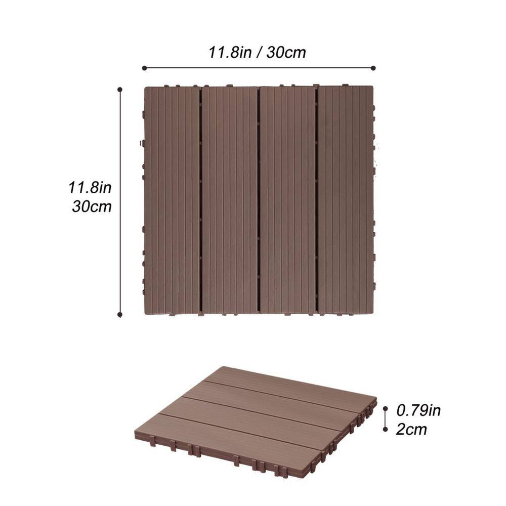 Tidoin Outdoor 1 ft. x 1 ft. Composite Deck Tile in Light Coffee(35 Per Box)