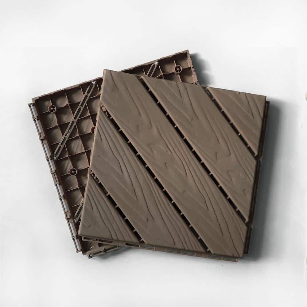 Tidoin Outdoor 1 ft. x 1 ft. Composite Deck Tile in Light Coffee(35 Per Box)