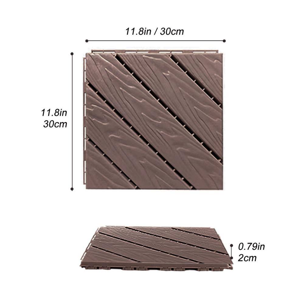 Tidoin Outdoor 1 ft. x 1 ft. Composite Deck Tile in Light Coffee(35 Per Box)