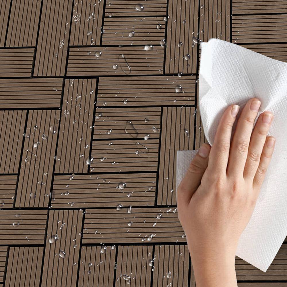 Tidoin Outdoor 1 ft. x 1 ft. Composite Deck Tile in Light Coffee(20 Per Box)