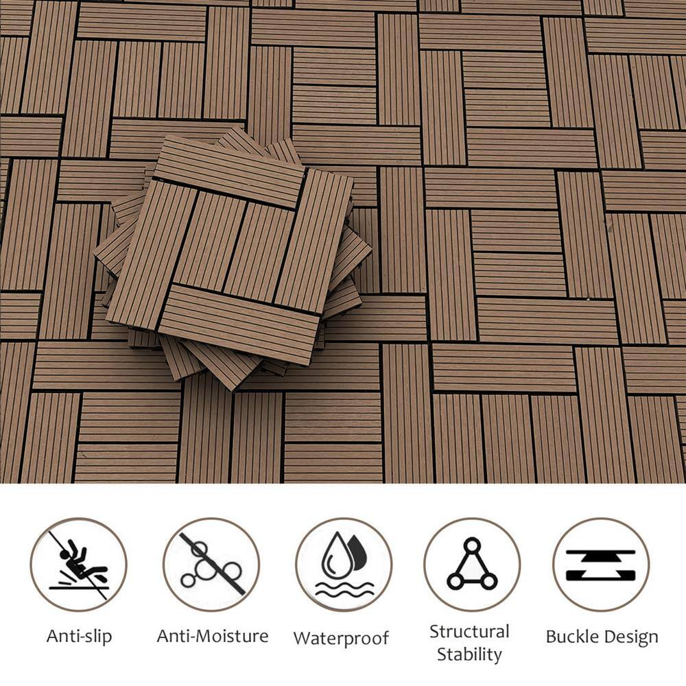 Tidoin Outdoor 1 ft. x 1 ft. Composite Deck Tile in Light Coffee(20 Per Box)