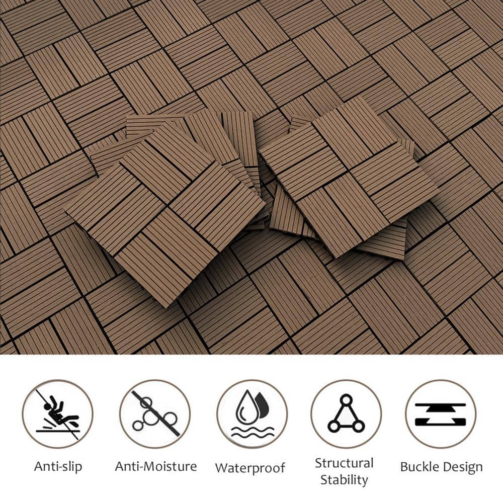Tidoin Outdoor 1 ft. x 1 ft. Composite Deck Tile in Light Coffee(20 Per Box)