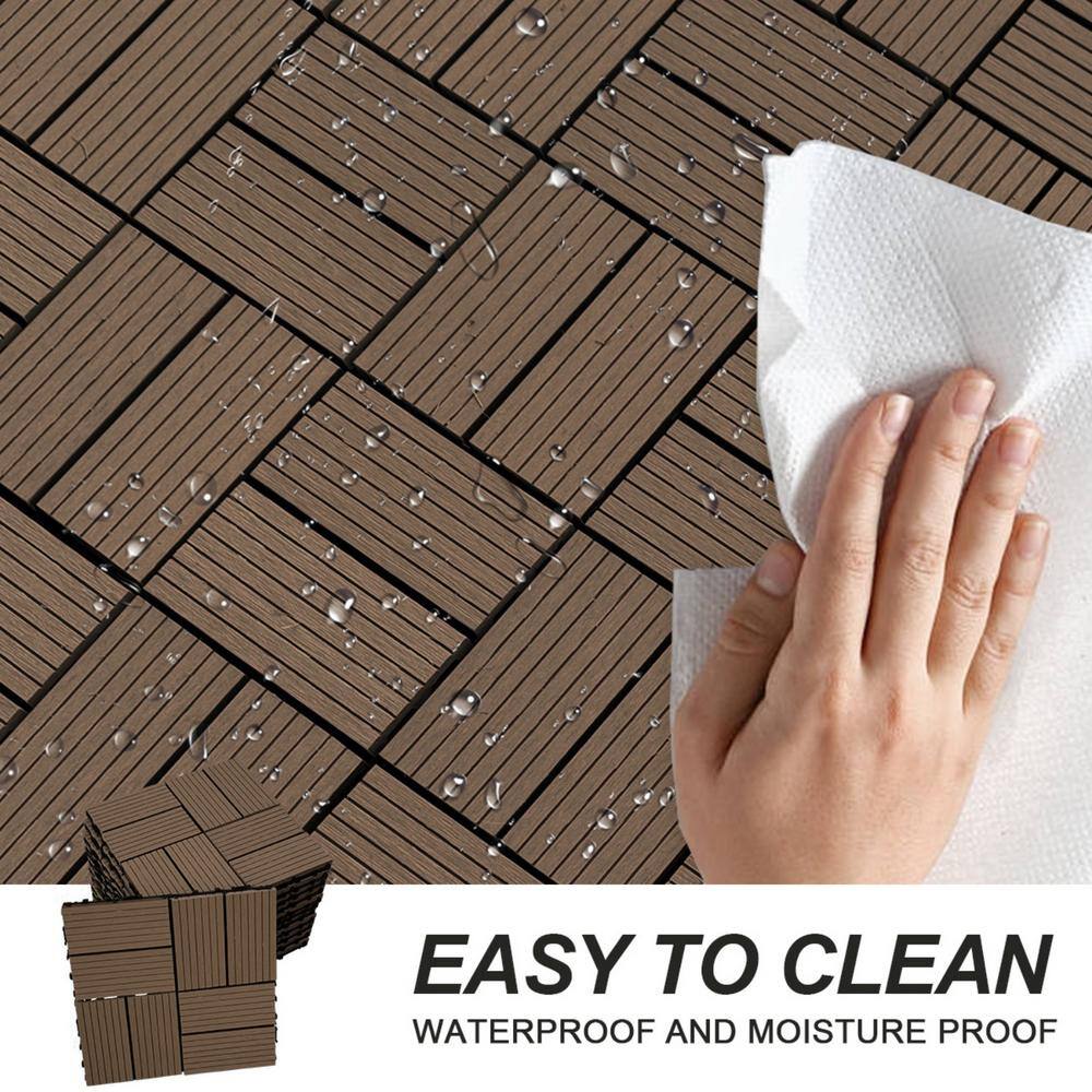 Tidoin Outdoor 1 ft. x 1 ft. Composite Deck Tile in Light Coffee(20 Per Box)