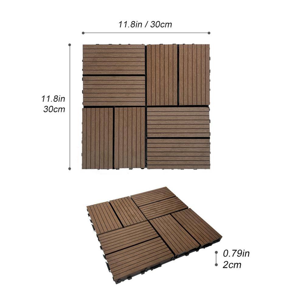 Tidoin Outdoor 1 ft. x 1 ft. Composite Deck Tile in Light Coffee(20 Per Box)