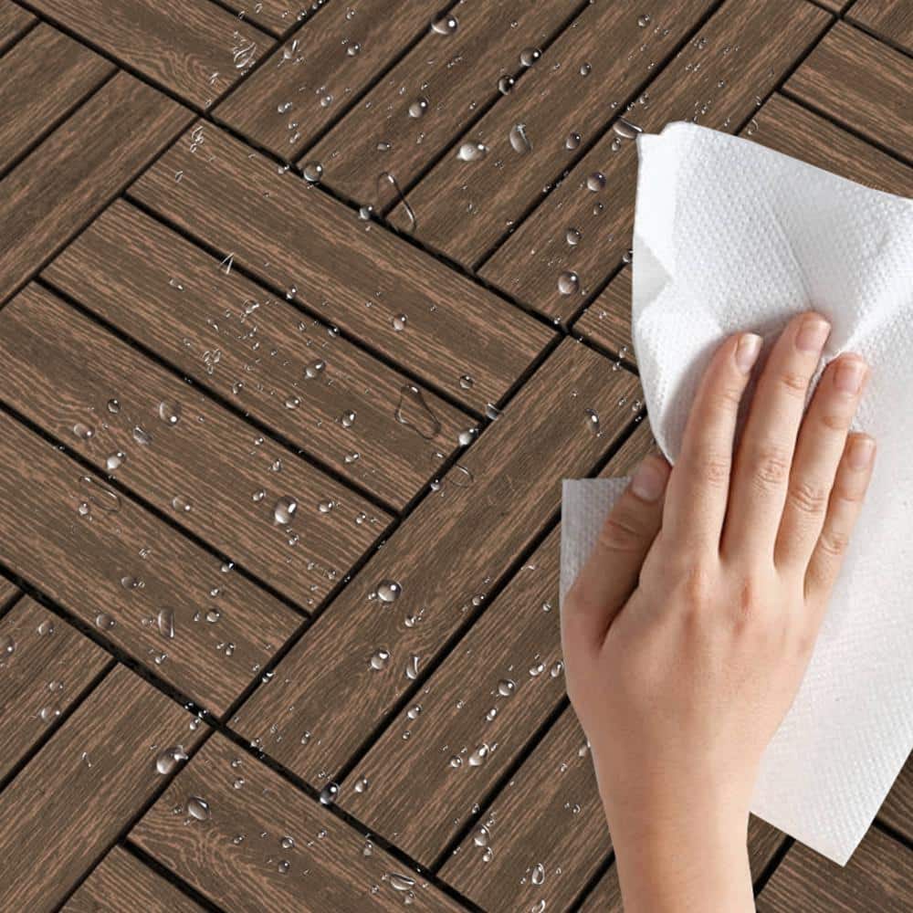 Tidoin Outdoor 1 ft. x 1 ft. Composite Deck Tile in Light Coffee(20 Per Box)