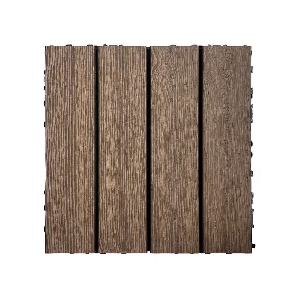Tidoin Outdoor 1 ft. x 1 ft. Composite Deck Tile in Light Coffee(20 Per Box)