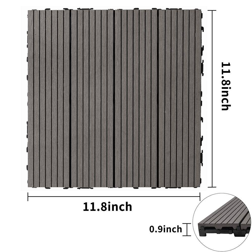 Afoxsos 1 ft. x 1 ft. Light Gray Plastic Composite Deck Tiles, All-Weather Proof and Rust Resistant, Easy to DIY (20-Pack)