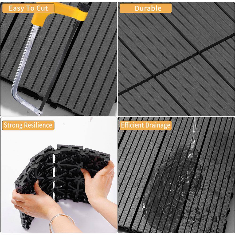 Afoxsos 1 ft. x 1 ft. Light Gray Plastic Composite Deck Tiles, All-Weather Proof and Rust Resistant, Easy to DIY (20-Pack)