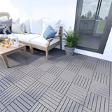 Afoxsos 1 ft. x 1 ft. Light Gray Wood Interlocking Deck Tiles Striped Pattern All-Weather for Patio, Balcony Pool Side (20 Pack)