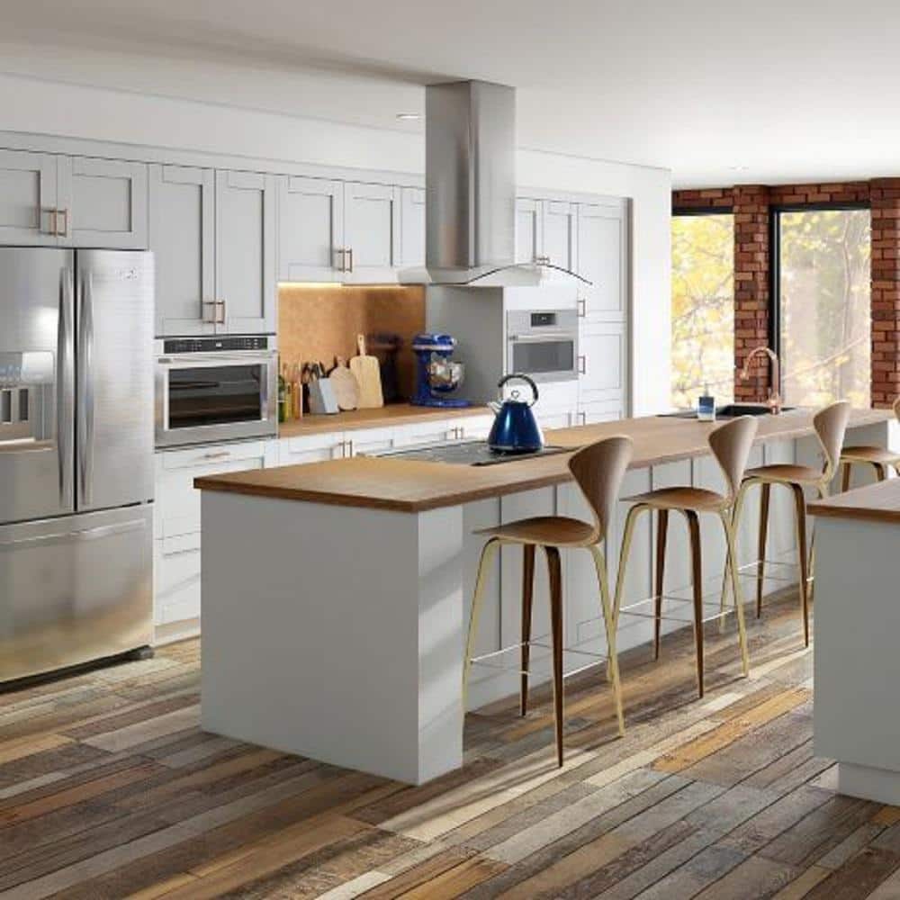J COLLECTION Cumberland Light Gray Shaker Assembled Base Kitchen Cabinet with Inner Drawers (24 in. W x 34.5 in. H x 14 in. D)