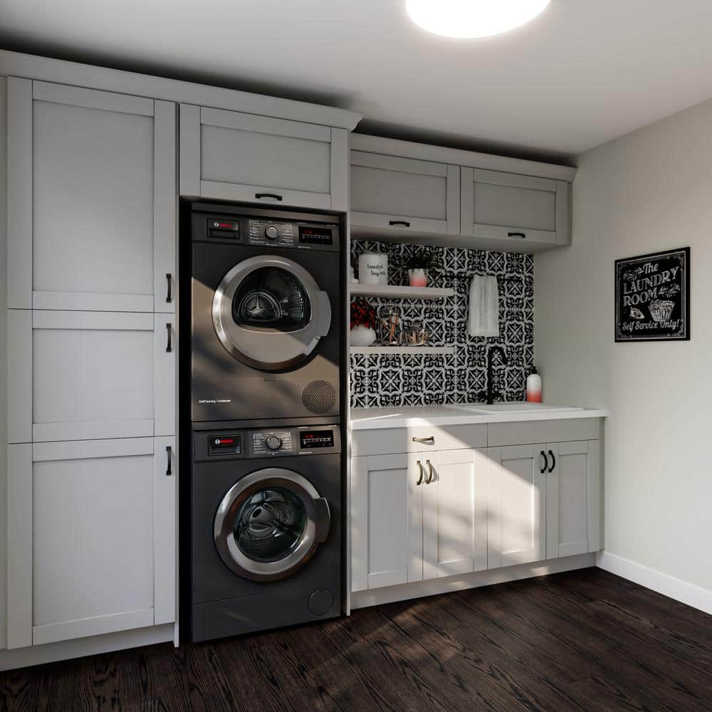 J COLLECTION Cumberland Light Gray Shaker Assembled Base Kitchen Cabinet with Inner Drawers (24 in. W x 34.5 in. H x 14 in. D)
