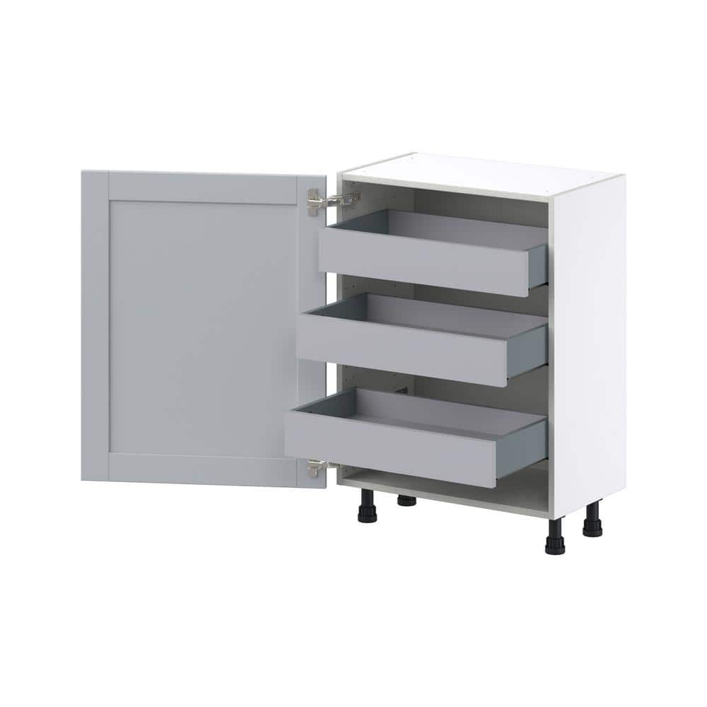 J COLLECTION Cumberland Light Gray Shaker Assembled Base Kitchen Cabinet with Inner Drawers (24 in. W x 34.5 in. H x 14 in. D)