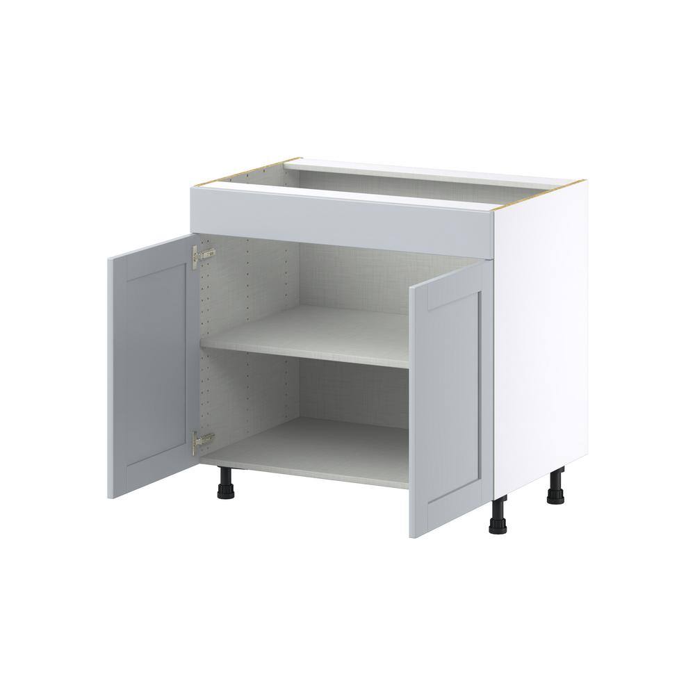 J COLLECTION Cumberland Light Gray Shaker Assembled Cooktop Base Kitchen Cabinet with False Front (36 in. W x 34.5 in. H x 24 in. D)