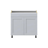 J COLLECTION Cumberland Light Gray Shaker Assembled Cooktop Base Kitchen Cabinet with False Front (36 in. W x 34.5 in. H x 24 in. D)